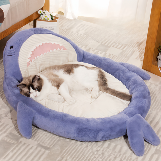 Shark Shaped Cat/Dog Sofa, Pet Bed with Non-Slip Base, Adorable Washable Shark Cat/Dog House