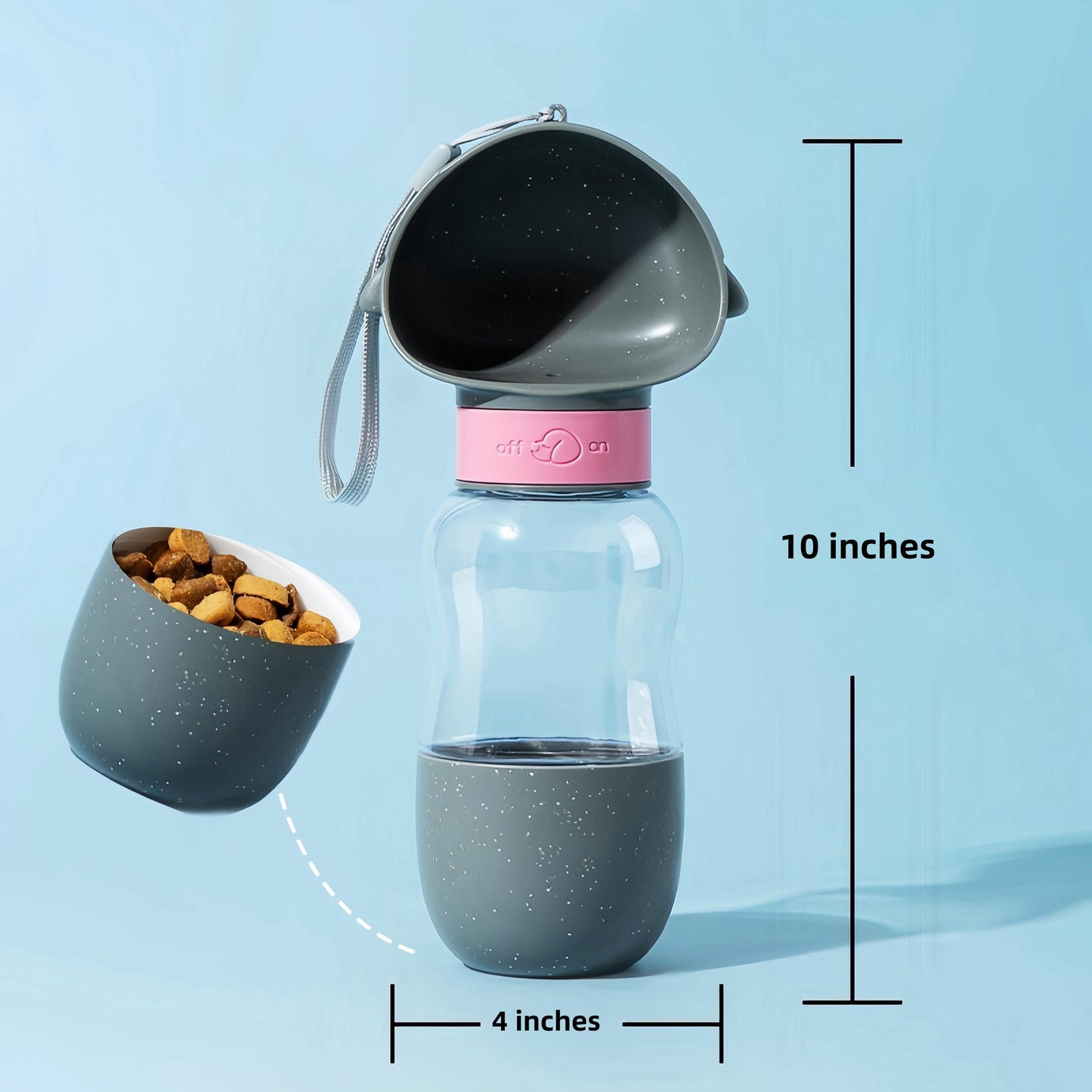 Portable 2-in-1 Dog Travel Water Bottle and Food Bowl, For Walking and Hiking