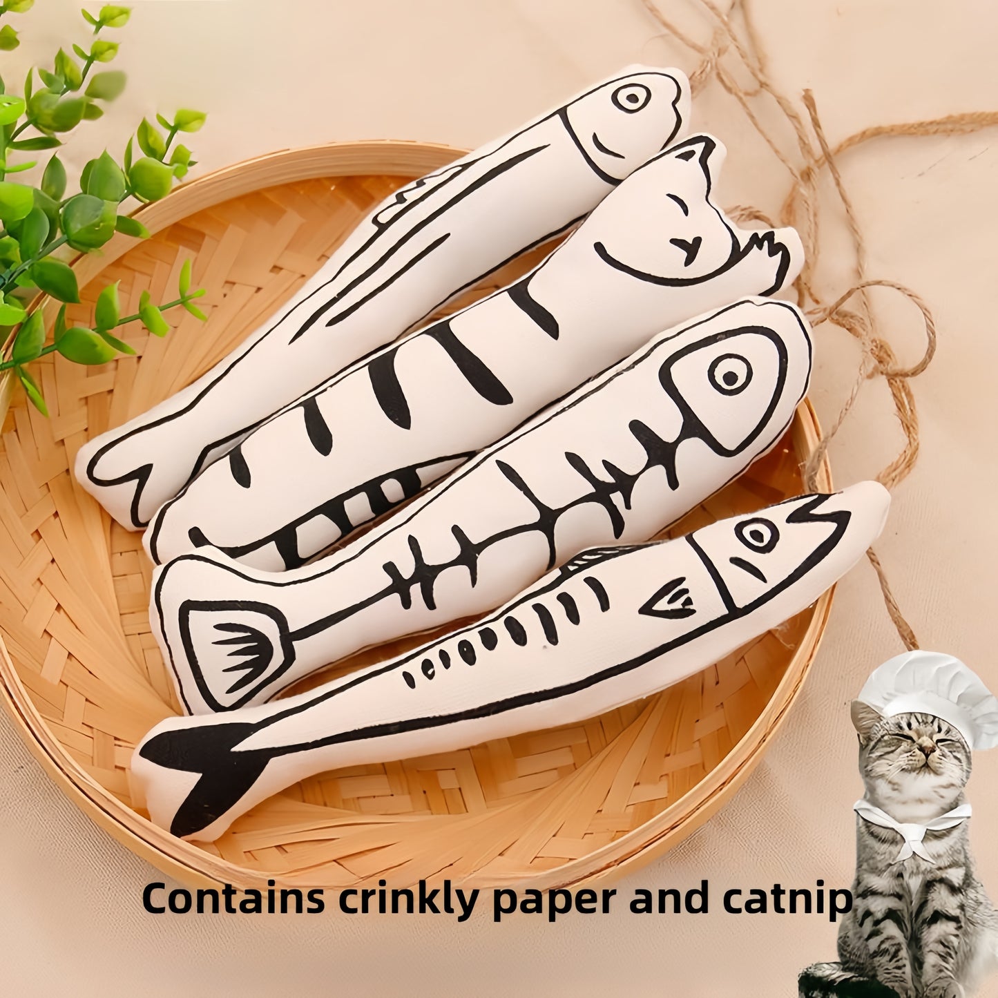 Crinkly Catnip Fish Toy, Cat Toy for Chewing and Play