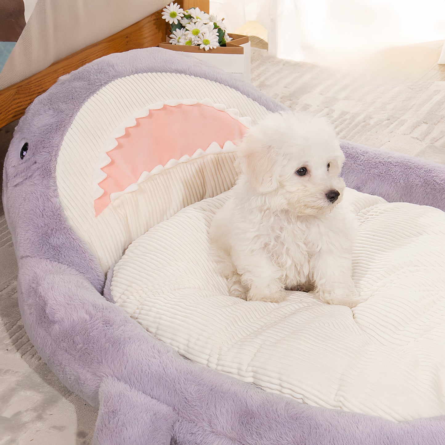 Shark Shaped Cat/Dog Sofa, Pet Bed with Non-Slip Base, Adorable Washable Shark Cat/Dog House