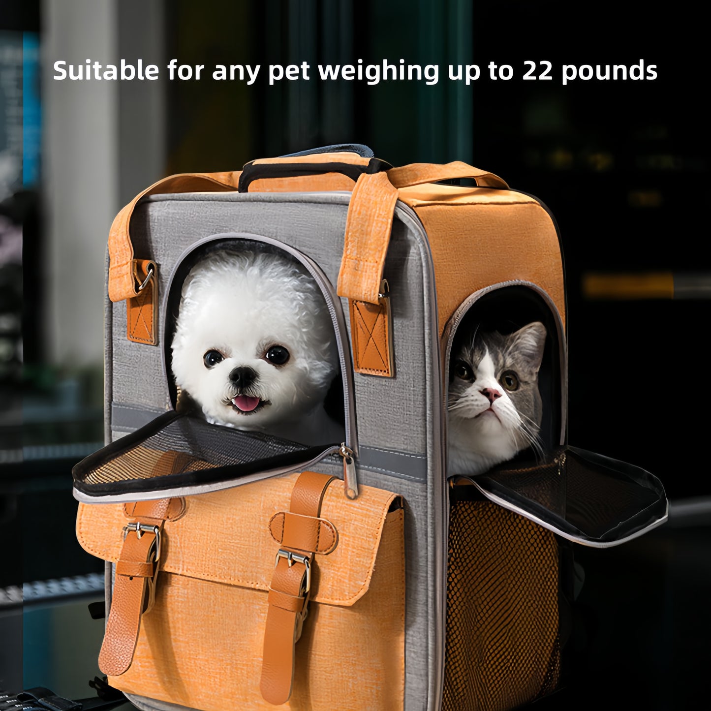 Pet Travel Bag, Portable Cat/Dog Carrier Backpack with Large Capacity, Reflective Design for Cats and Dogs