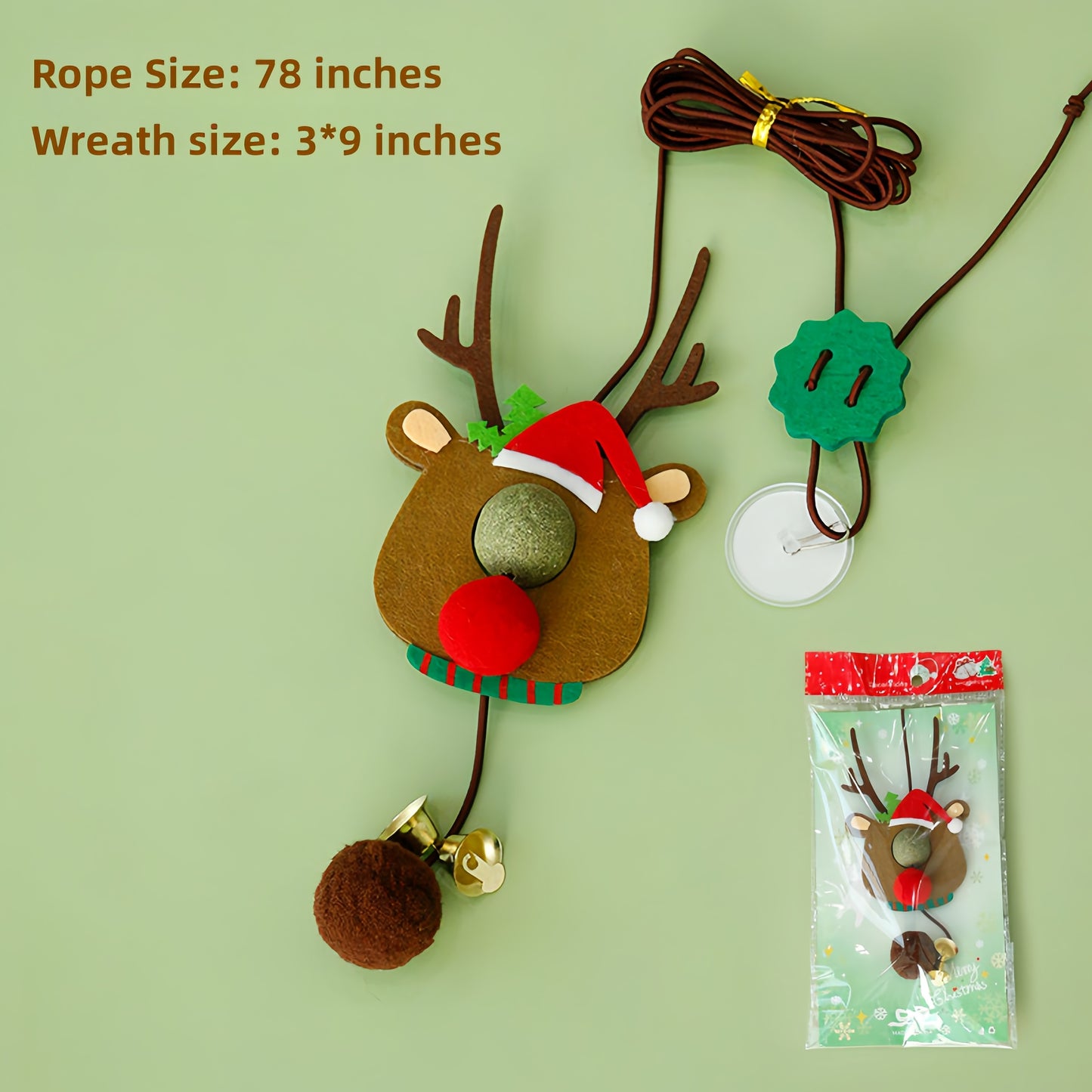 Holiday Catnip Toy, Hanging on the Door, Self Entertainment Swing with Bouncing Elastic Rope