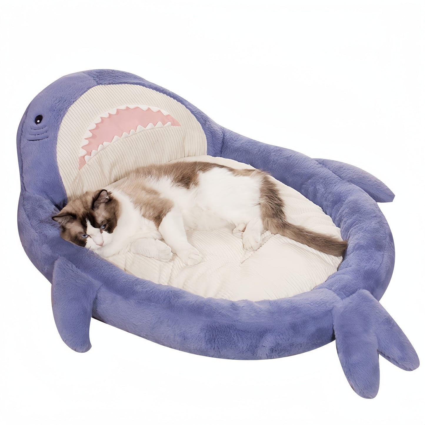 Shark Shaped Cat/Dog Sofa, Pet Bed with Non-Slip Base, Adorable Washable Shark Cat/Dog House