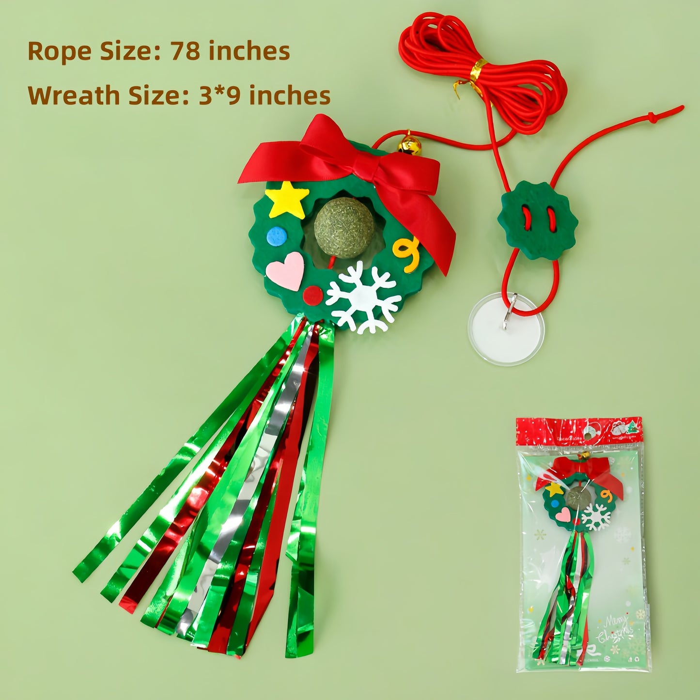 Holiday Catnip Toy, Hanging on the Door, Self Entertainment Swing with Bouncing Elastic Rope