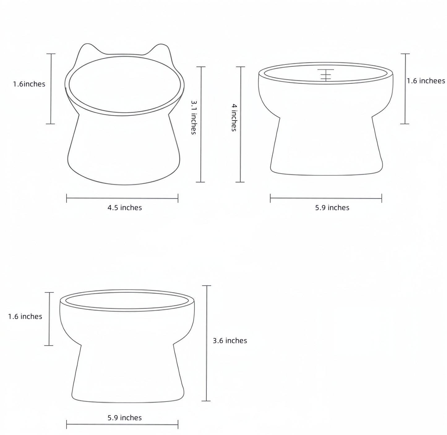 Ceramic Elevated Bowl for Cats and Dogs